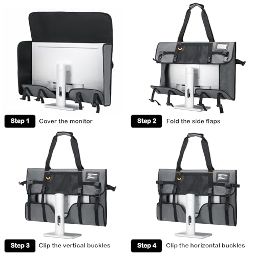 Monitor Carrying Case for 27" LCD Screen Padded Travel Monitor Carrying Bag Compatible with iMac Desktop Computer Dust Cover Bag (Grey) - color: Grey