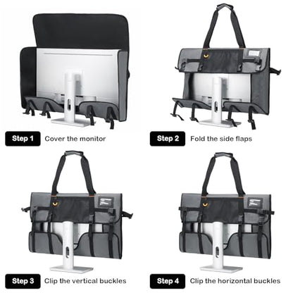 Monitor Carrying Case for 27" LCD Screen Padded Travel Monitor Carrying Bag Compatible with iMac Desktop Computer Dust Cover Bag (Grey) - color: Grey