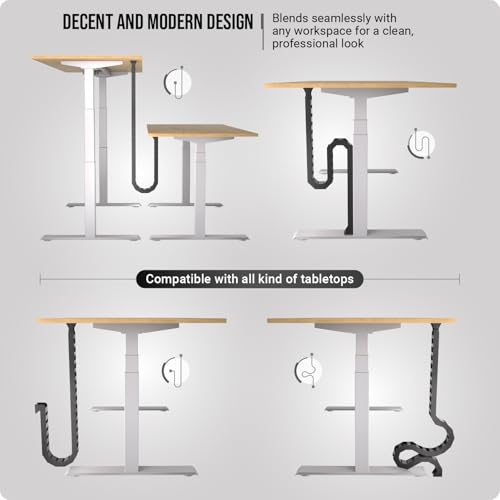 Ultimate Setup Under Desk Cable Management Vertebrae - Perfect for Sit Stand Desk - Wire Management - Adjustable Length - Flexible Cable Spine - Black, 133 cm - color: Black