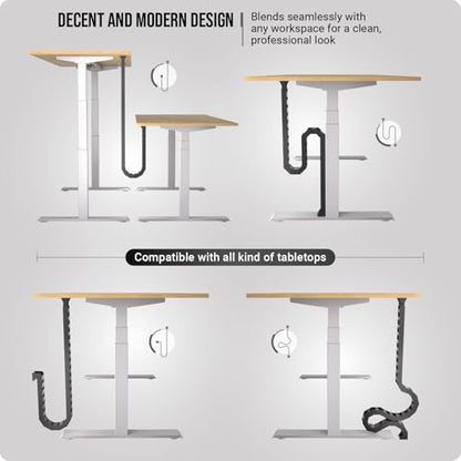Ultimate Setup Under Desk Cable Management Vertebrae - Perfect for Sit Stand Desk - Wire Management - Adjustable Length - Flexible Cable Spine - Black, 133 cm - color: Black