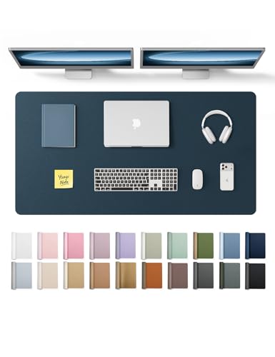 YSAGi Leather Desk Protector, Office Mat, Large Mouse Mat, Non-Slip PU Leather Blotter, Laptop Pad, Waterproof Writing Pad for Office and Home (Dark Blue, 47.2" x 23.6") - color: Dark Blue, size: 47.2" x 23.6"