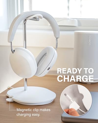 Sanus Sonos Ace Headphones Stand - Premium Stand w/Silicone Cradle Prevents Creasing & Built-in Cable Management w/Magnetic Clip for Fast Charging - Tool-Free Setup - White Sonos Headphones Holder - color: White