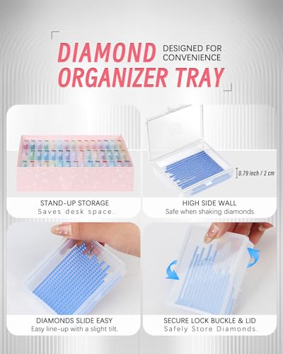 forever young 45pcs Diamond Painting Storage Containers Trays, Diamond Art Accessories Diamond Painting Trays with Lids, 2-in-1 Storage, Bead Storage & Line-Up, Box Package - size: 45pcs Storage set
