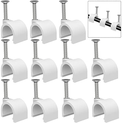 Nail in Cable Clips - 500 Pcs, 10mm, Coax & Speaker Wire Clips, Ethernet & RG6/59 Clamps - size: 500 Pcs