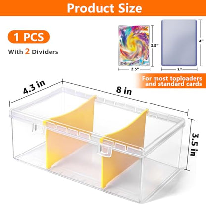 SAMYUCHO Trading Card Storage Box with 2 Dividers for 500 Sports Cards, Plastic Bulk Display Holder Collection Organizer Cases Container Fit for Baseball Football Playing Magic Cards 1 Pcs - size: 1 Pcs