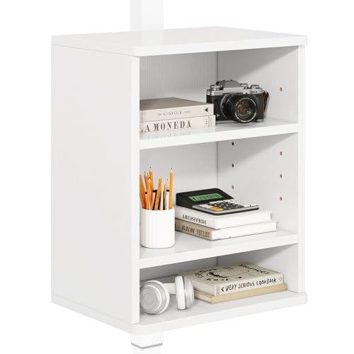 IBUYKE Under-Desk Storage Cabinet Adjustable Cabinet Fits with Standing Desks & Any Desk Legs Clamp-on Shelf for Office and Gaming Room for Elevating Your Workspace UTMZ012W - color: White
