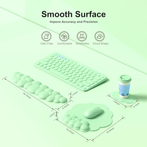 MOKURU Cloud Mouse Pad with Wrist Rest, Cloud Keyboard Wrist Rest, Mouse Pad Wrist Support, Ergonomic Keyboard Mouse Wrist Support (Green) - color: Green1