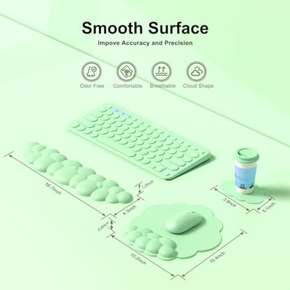 MOKURU Cloud Mouse Pad with Wrist Rest, Cloud Keyboard Wrist Rest, Mouse Pad Wrist Support, Ergonomic Keyboard Mouse Wrist Support (Green) - color: Green1