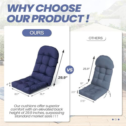 Crestlive Products Adirondack Chair Cushion, 50 x 20 x 4 inch, Thickening, Water Resistant, Fade Resistant Cushions for Adirondack Chair, Navy - color: Navy Blue, size: 1