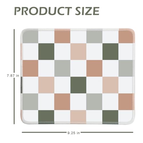 Mouse Pad for Desk with Stitched Edge, Premium Cute Washable Mouse Pads. Computer Mousepad with Non-Slip Rubber Base, Mousepads for Laptop, 9.25x7.75x0.12 inch (Muted Checkers) - color: Muted Checkers