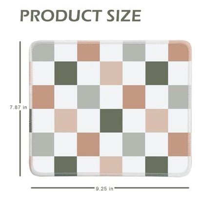 Mouse Pad for Desk with Stitched Edge, Premium Cute Washable Mouse Pads. Computer Mousepad with Non-Slip Rubber Base, Mousepads for Laptop, 9.25x7.75x0.12 inch (Muted Checkers) - color: Muted Checkers