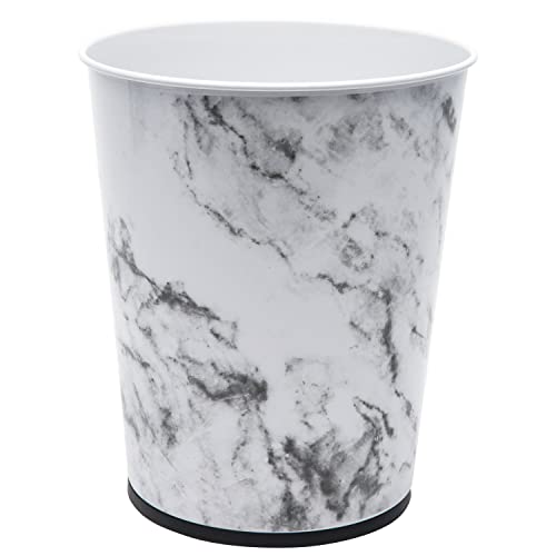 Bath Bliss 5 Liter Small Wastebasket | Round Open Top | Trash Can | Bathroom | Bedroom | Kitchen | Office | Dorm | Disposal Waste Bin | Garbage | Marble - color: Marble, size: 1 Pack