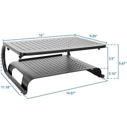 Mount-It! 2 Tier Desk Organizer Riser | Computer Monitor Stand with Keyboard Storage Shelf for Desktops, Laptops, Printers, Home Office Space Saver (2 Shelves)