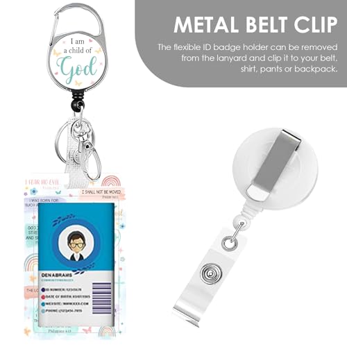 Christian Lanyards ID Badge, I am a Child of God ID Badge Holder with Retractable Reel Clip and Keychain, Heavy Duty Religious Identity Badge Cover Case Protector for Teacher Nurse - color: Christian-green
