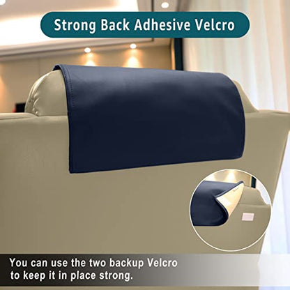 Premium Headrest Cover for Recliner Chair, Flame Retardant Faux Leather Recliner Headrest Protector, Wear Resistant Recliner Headrest Cover for Office Chair Theater Seat, 16W*27L, Navy Blue - color: Navy Blue