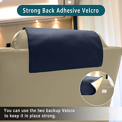 Premium Headrest Cover for Recliner Chair, Flame Retardant Faux Leather Recliner Headrest Protector, Wear Resistant Recliner Headrest Cover for Office Chair Theater Seat, 16W*27L, Navy Blue - color: Navy Blue