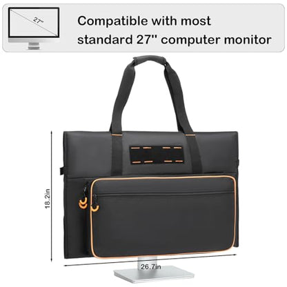 Monitor Carrying Case for 27" LCD Screen Padded Travel Monitor Carrying Bag Compatible with iMac Desktop Computer Dust Cover Bag (Black) - color: Black