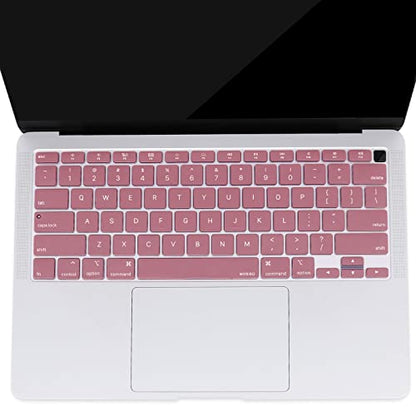 MOSISO Keyboard Cover Compatible with MacBook Air 13 inch 2022 2021 2020 Release A2337 M1 A2179 Retina Display with Touch ID Backlit Magic Keyboard, Waterproof Protective Silicone Skin, Tea Petal Pink - color: Tea Petal Pink