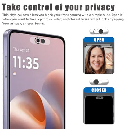 Front Camera Cover Compatible for Smartphones,Webcam Cover Compatible for Pixel/Galaxy/iPad,Protect Privacy and Security,Camera Slide Protection,2 Pack-Black - color: Black