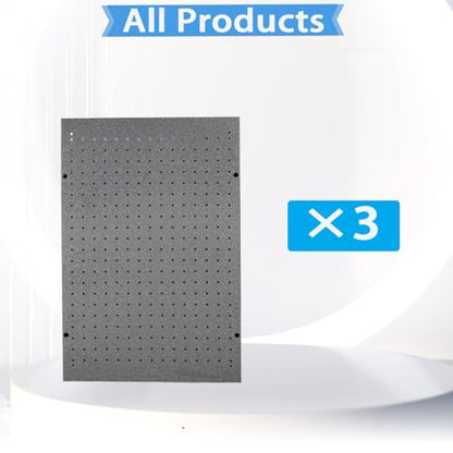 3 PCs Metal Pegboard Heavy Duty Peg Board Kit Wall Organizer 48" x 24" Tool Storage Board for Garage Basement Includes Screws Kits, Grey - size: 3 packs