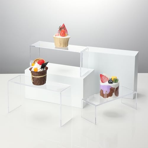 Goabroa 2 Sets 10 Pcs Clear Display Risers, Rectangular (7"-8"-9" L) Risers Display Stands, Table Stands for Jewelry, Cupcake, Perfume, Figures - color: Clear, size: Regular 2 Sets (10PCS) Rectangle