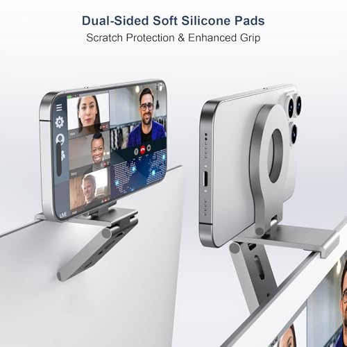 Itramax Continuity Camera Mount for Desktop Monitor,Magnetic Phone Holder for Webcam Compatible with iPhone 17 16 15 13 14 12,MagSafe,iOS 16 iMac & MacBook macOS 13 Ventura,Studio Display,TV,Silver - color: Standard-Silver