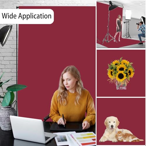 Wine Red Photography Backdrop for Photoshoot, Photo Backdrop Curtain, Perfect Wine Red Backdrops for Party Portrait Photoshoots Video Studio 5FTx7FT - color: Wine Red, size: 5x7 FT