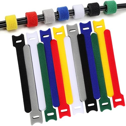 140 PCS 8 inch Cable Ties Reusable Cable Management Adjustable Cable Organizer, Cable Straps, Cord Wraps and Hook Loop Straps for Computer,Gaming, Wire, Desk- Home Office Essentials - size: 8Inch（Colorful)140pcs