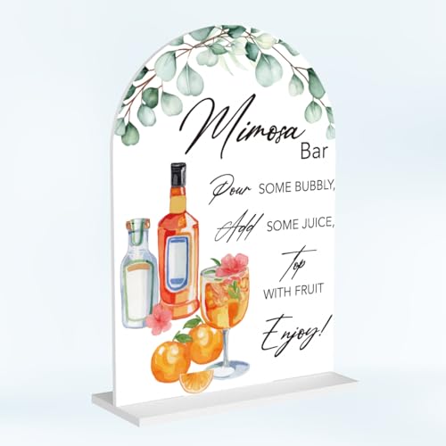 Mimosa Bar Sign for Wedding Acrylic Arch Wedding Bridal Shower Baby Shower Welcome Table Signs for Ceremony and Reception Decor Mimosa Bar Supplies 7 x 5 Inches - color: Mimosa
