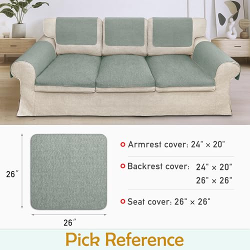 Couch Arm Covers, Waterproof Armrest Cover for Sofa, Loveseat, Armchair, Non-Slip Recliner Arm Cover, Sofa Arm Covers, Headrest Cover, Arm Chair Covers Set of 2 (Gray-Green, 26"×26") - color: Gray-green, size: 26" x 26" - 2 pcs