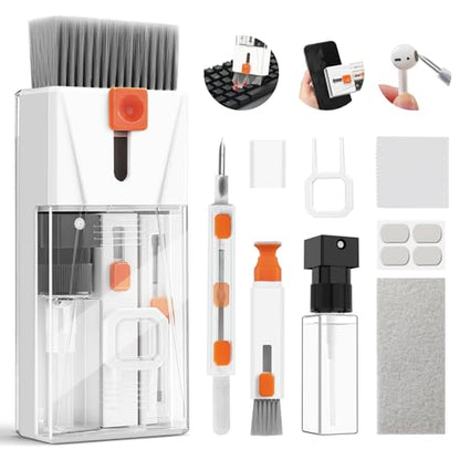 Professional Keyboard Cleaner Laptop Cleaning Kit - Keyboard Cleaning Kit for Computer MacBook iPhone AirPods iPad - Laptop Cleaner with Retractable Brush, 15ml Spray, Microfiber Cloth, Keycap Puller