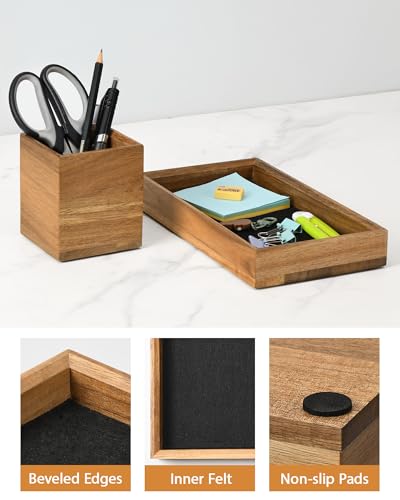 HULISEN Clipboard Holder + Desk Tray and Pencil Holder Set