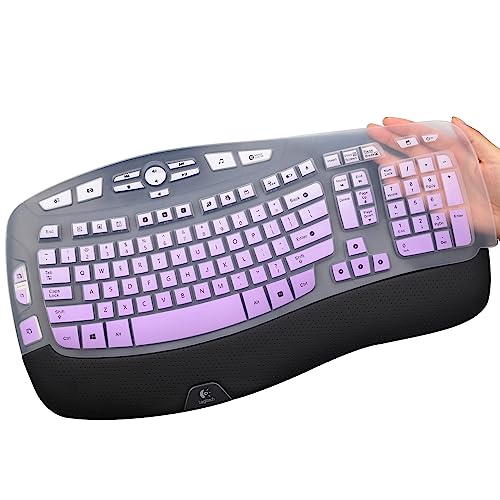 Keyboard Cover for Logitech K350 Wireless Wave Keyboard,& MK570 MK550 Wireless, Logitech K350 MK550 MK570 Keyboard Accessories Protective Skin-Rainbow-OmbrePurple - color: OmbrePurple