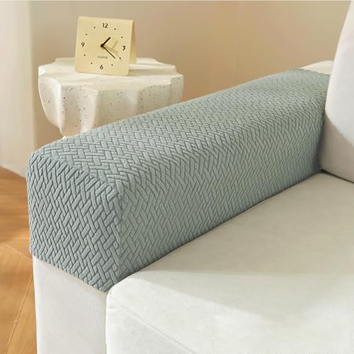 LINGXIYA Soft Stretch Armrest Covers,Set of 2 Polyester Fabric Armchair Slipcovers with Twist Pins,Machine Washable Furniture Couch Sofa Arm Chair Cover Protector for Chairs/Sofas/Recliner (Darkgrey) - color: Darkgrey