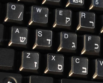 Hebrew Keyboard Stickers Transparent Background White Lettering for Computer LAPTOPS Desktop Self-Adheisive - color: White