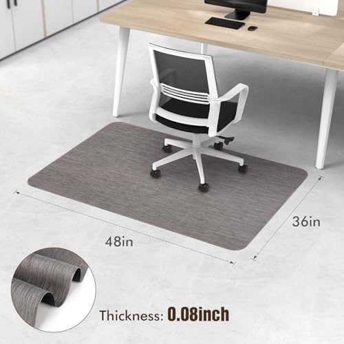 Blvornl Office Chair Mat for Hardwood Floor, 36" x 48" Desk Computer Chair Mat for Hard Wood and Tile Floor, Large Anti-Slip Hard Floor Protector Rolling Chair Mat, PVC Mat Desk Rug for Office Home - color: Dark Grey, size: 36" x 48"