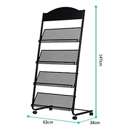 Iron Simple Floor-Standing Magazine Display Rack - Black