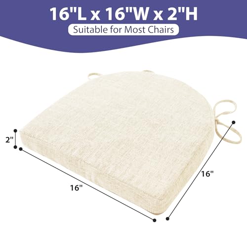 IPYNBAP Chair Cushions for Dining Chairs, Kitchen Chair Cushions, 16'' x 16'' x 2'', Non Slip Indoor Seat Cushions, Chair Pads for Dining Chairs with Ties & Removable Cover, Set of 2, Beige - color: Beige, size: 2 Count(Pack of 1)