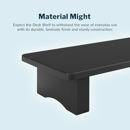 Vari Modern Monitor Riser - Large Dual Monitor Stand - Elevated Desk Shelf for Home Office Organization - Durable and Lightweight - Ideal for Computer and Gaming Setup - Black, 40”x10”x4”