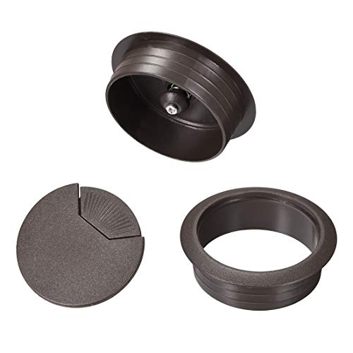 uxcell 2" Plastic Desk Wire Cord Cable Grommets Hole Cover, 10Pcs Dark Brown