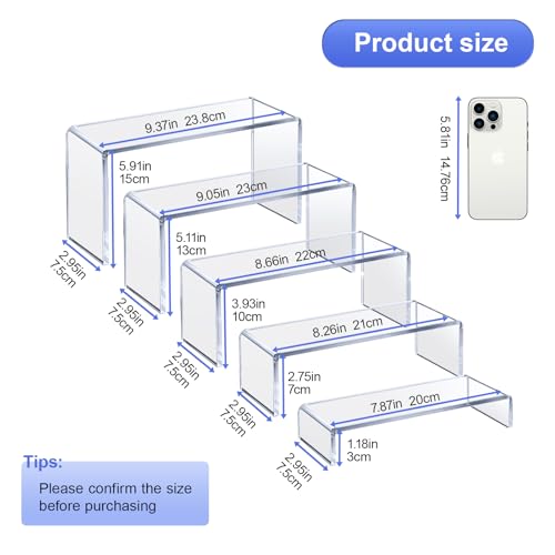 OVNTHYK Acrylic Risers 10 Pcs (2 Sets) – Large Display Risers, Clear Perfume Organizer Stands for Figures, Jewelry, Decorations, Cupcakes & Dessert Table Display