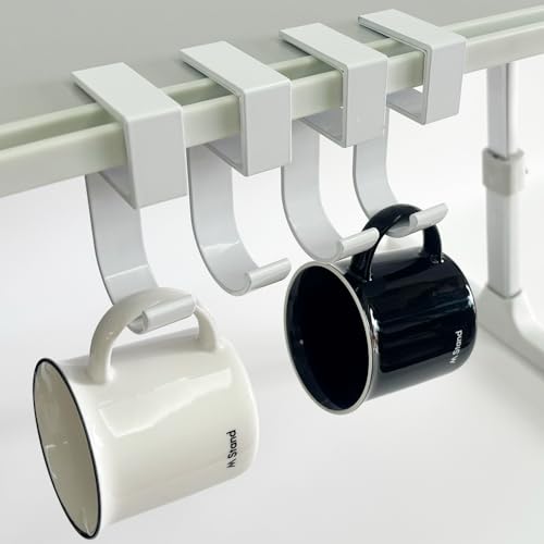 4Pcs Desk Hook Nail Free Clamp-On Under Desk Schoolbag and Handbag Hanger - Suitable for under 3cm/1.18 inch Thick Plate (4 White) - style: 5 type hooks white