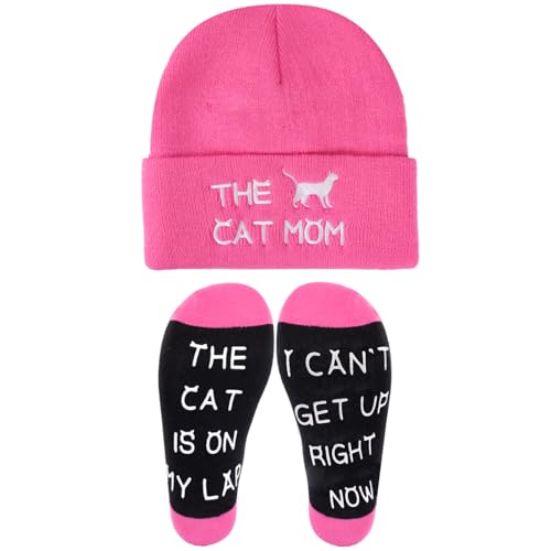 Funny Socks Cool Valentines Day Gifts for Him Men Boys Husband Boyfriend Dad Brother Cotton Comfort Birtday Gifts - color: Pink Cat Owner's Hat and Socks