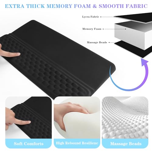 Computer Keyboard Stand Pad with Wrist Rest, Ergonomic Comfy Tilted Keyboard Stand Riser Holder Pad for Office Home (Black) - color: Black