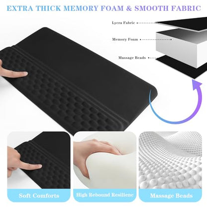 Computer Keyboard Stand Pad with Wrist Rest, Ergonomic Comfy Tilted Keyboard Stand Riser Holder Pad for Office Home (Black) - color: Black