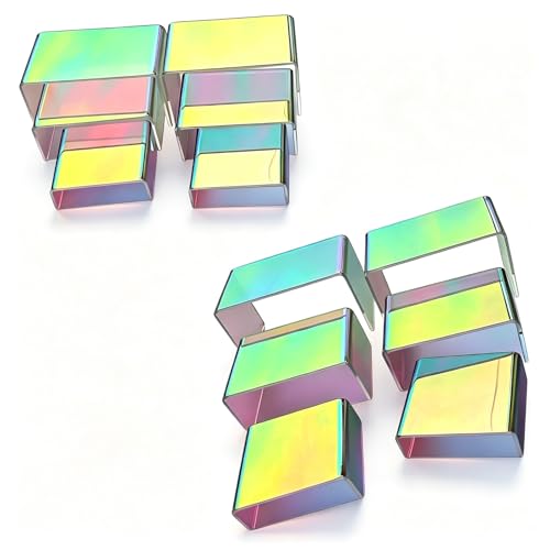 12 PCs Small Iridscent Risers Display Stands 3 Tiers Desktop Acrylic Shelves Small Cake Dessert Holder Products Stand for Collectibles Shoes Jewels Pop Figure (Iridescent2) - color: Iridescent 12 PCs