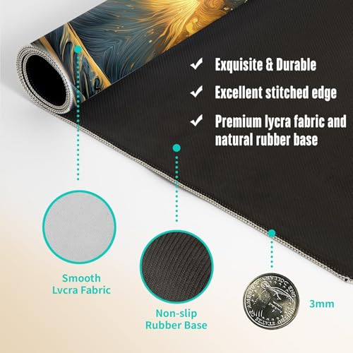 Extended Gaming Mouse Pad, Large Mouse Mat 3 mm Nature Rubber Base Mousepad with Stitched Edges, Non-Slip Desk Mat for Office Home Great Gift 31.5x11.8 Inch (Great Wave 2) - color: Great Wave 2