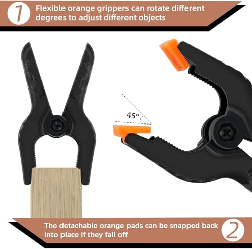16 Pack Small Spring Clamps, 3.5 Inch Heavy Duty Clamps Plastic Clips | Backdrop Clips for Balloon Arch Backdrop, Craft, Woodworking, Photography, Durable Nylon Plastic Firmly Performance