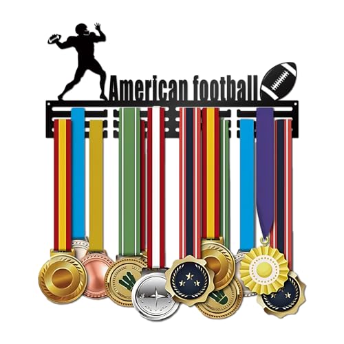 Resama Medal Hanger Holder Display Wall Rack Frame Shelf-Medal Hanger Awards Ribbon Soccer,Gymnastics,Holder Display Rack for 60 Medals - color: American FootBall