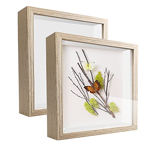 5x5 Small Shadow Box Frame Display Case , Display Case Box for Memorabilia, Medal, Wedding Memories, Crafts, Tickets and Photos (2Pcs-Natural Gray, 5x5) - color: 2pcs-natural Gray, size: 5x5
